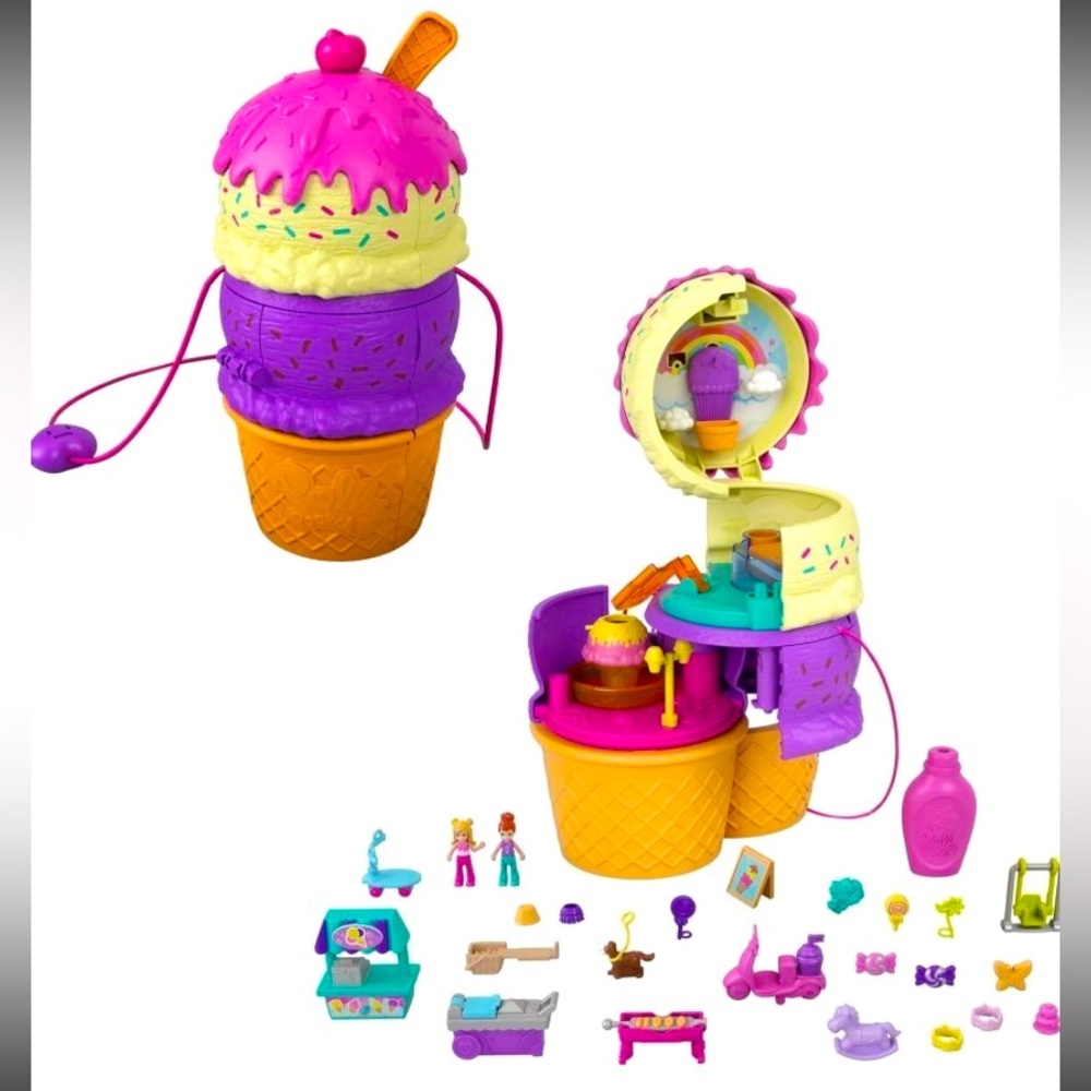 Polly Pocket Ice Cream Shop Playground and Accessories